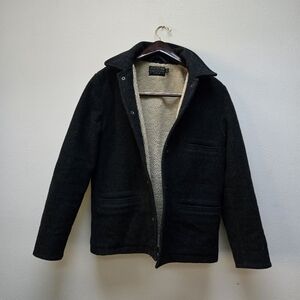 Vtg J Crew Shearling Fleece Linef Wool Peacoat S